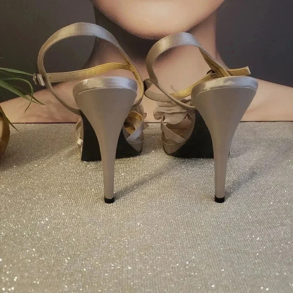 Lulu Townsend Bellow Taupe Satin Heels - Picture 6 of 7